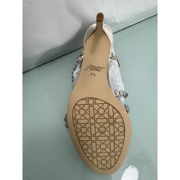 Jewel Badgley Mischka Marimba Crystal Strap Sandal Heels Satin Size 7.5 Bling - Picture 5 of 13